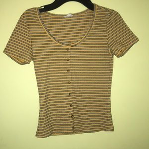 black and white striped yellow shirt